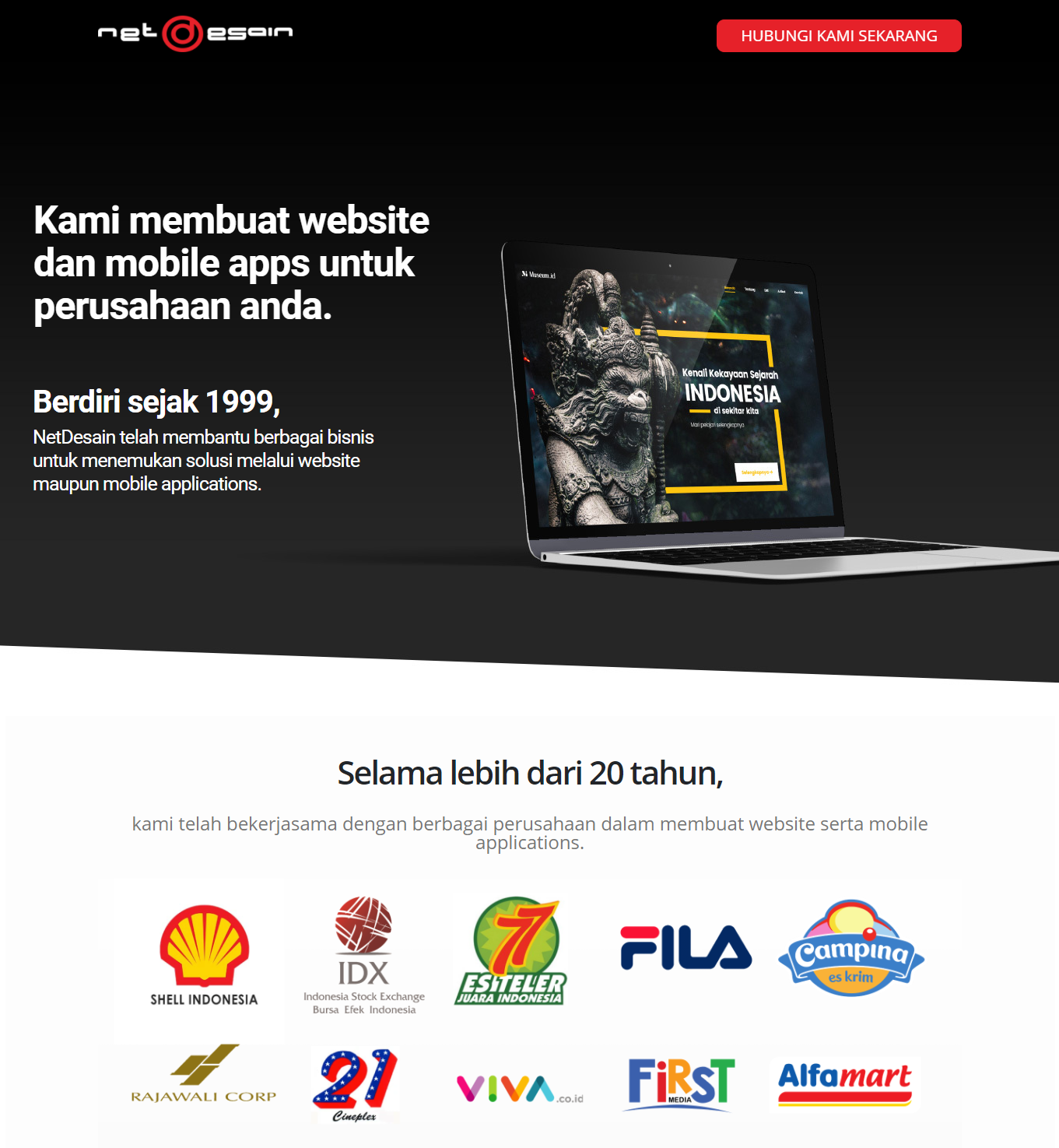Screenshot landing page NetDesain