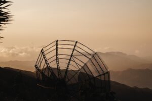 silhouette of mountain during sunset